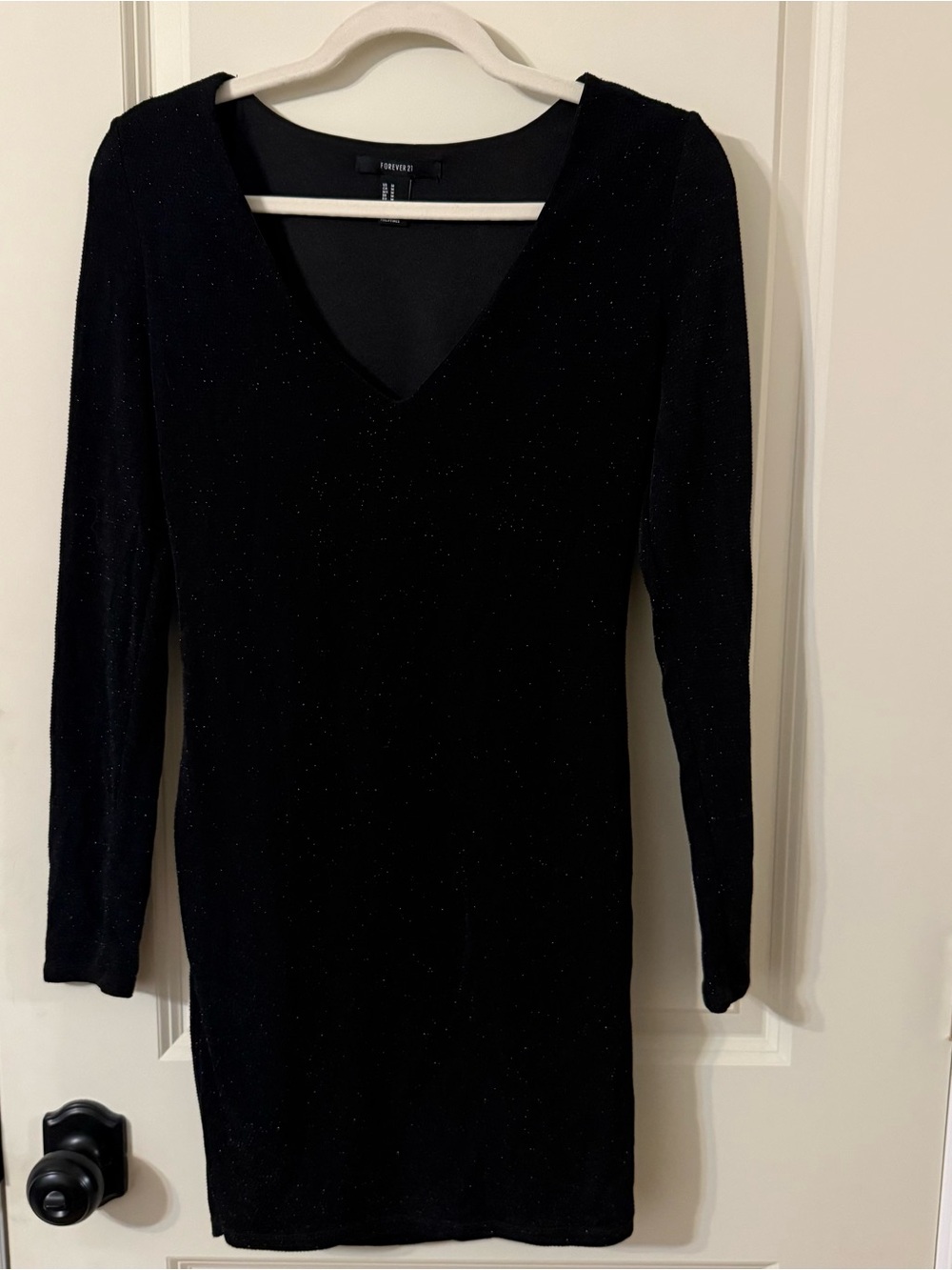 Forever21 Sequined Long Sleeve Black Dress